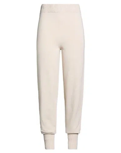Twinset Woman Pants Cream Size M Wool, Cashmere, Metallic Polyester In White