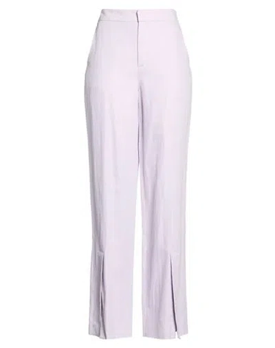 Twinset Woman Pants Lilac Size 6 Cotton, Linen In Purple