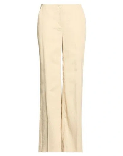 Twinset Woman Pants Sand Size 14 Linen, Cotton, Polyester
