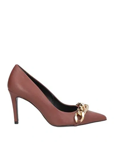 Twinset Woman Pumps Brown Size 7 Leather In Pink