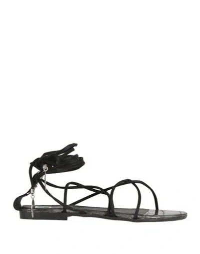 Twinset Woman Sandals Black Size 7 Textile Fibers