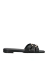 Twinset Oval T-plaque Leather Slides In Black