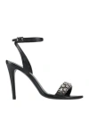 Twinset Woman Sandals Black Size 9 Leather In Black
