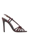 Twinset Woman Sandals Burgundy Size 7 Textile Fibers In Red