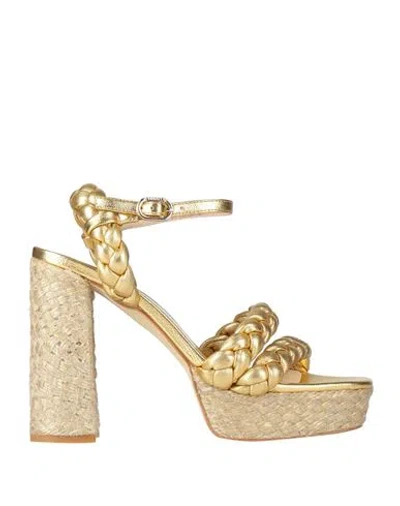 Twinset Woman Sandals Gold Size 10 Synthetisches Material