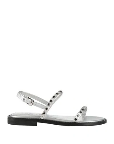 Twinset Woman Sandals Silver Size 7 Leather