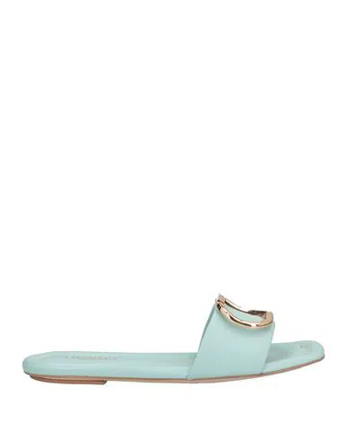 TWINSET Oval T-plaque leather slides - Black