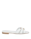 TWINSET TWINSET WOMAN SANDALS WHITE SIZE 10 COW LEATHER
