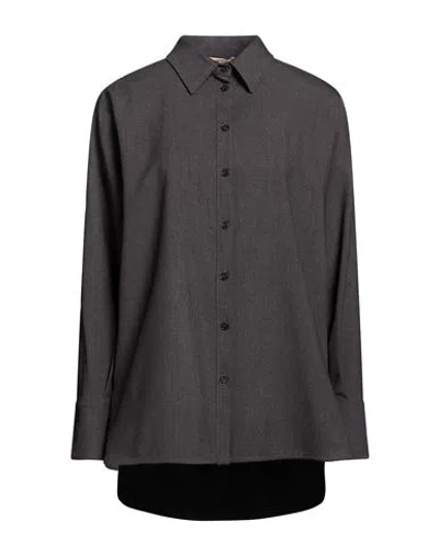 TWINSET TWINSET WOMAN SHIRT CHARCOAL SIZE 4 POLYESTER, VISCOSE, ELASTANE