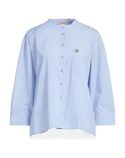 Twinset Woman Shirt Light Blue Size 12 Cotton, Polyamide