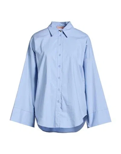Twinset Woman Shirt Light Blue Size 2 Cotton, Elastane