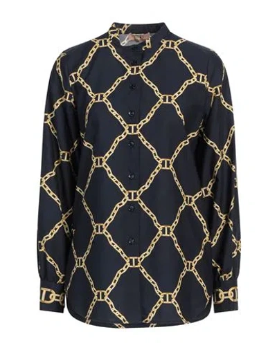 Twinset Chain-print Cotton Shirt In Navy