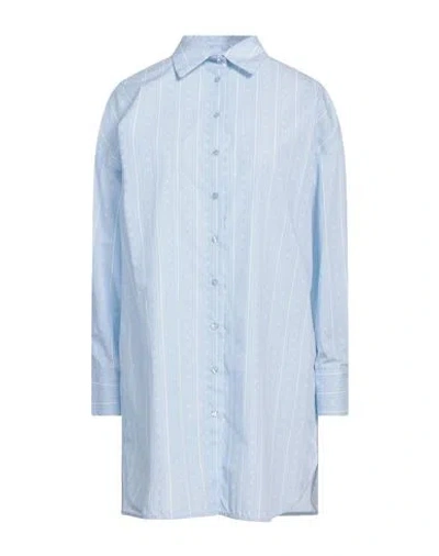 Twinset Woman Shirt Sky Blue Size 14 Cotton