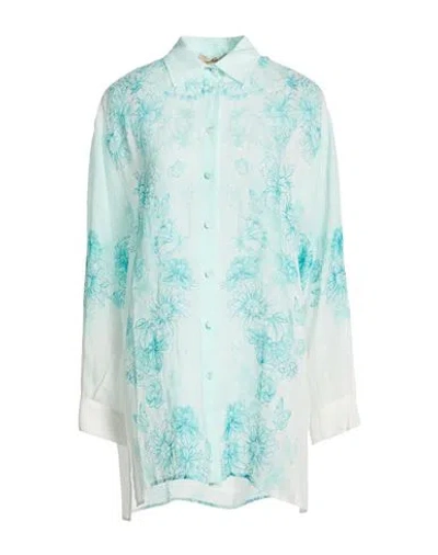 Twinset Woman Shirt Turquoise Size 12 Ramie In Multi