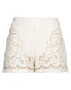 Twinset Woman Shorts & Bermuda Shorts Beige Size 6 Linen, Cotton, Polyester