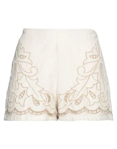 Twinset Woman Shorts & Bermuda Shorts Beige Size 6 Linen, Cotton, Polyester