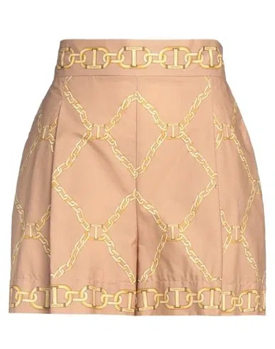 Twinset Chain-link Print Tailored Shorts In Beige