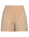 Twinset Woman Shorts & Bermuda Shorts Camel Size 6 Linen, Cotton, Polyester In Beige