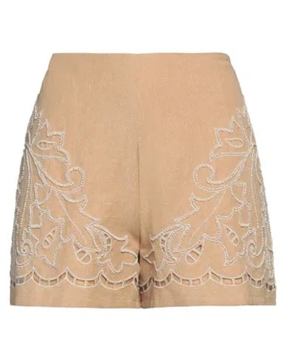 Twinset Woman Shorts & Bermuda Shorts Camel Size 6 Linen, Cotton, Polyester In Beige