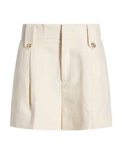 Twinset Woman Shorts & Bermuda Shorts Slate Blue Size 12 Cotton, Linen In White