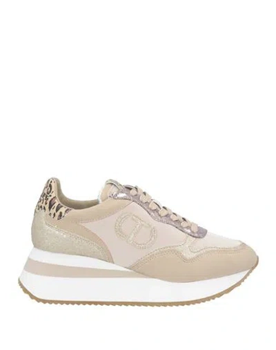Twinset Woman Sneakers Beige Size 10 Textile Fibers