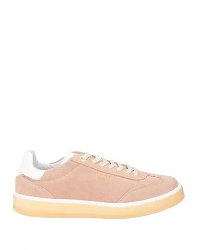 Twinset Woman Sneakers Blush Size 9 Cow Leather In Pink