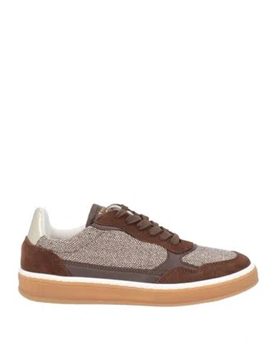 Twinset Woman Sneakers Brown Size 9 Leather, Textile Fibers
