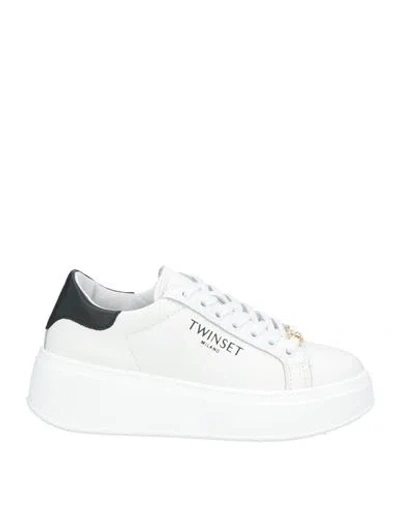 TWINSET TWINSET WOMAN SNEAKERS WHITE SIZE 6 LEATHER