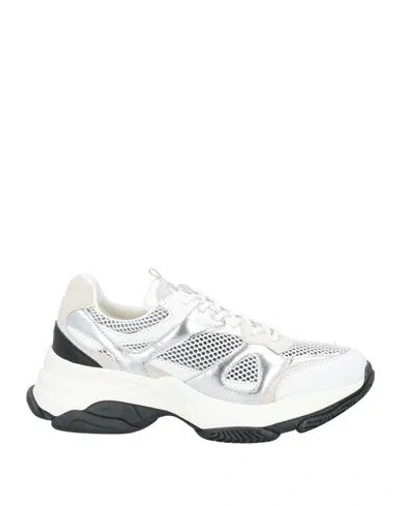 Twinset Woman Sneakers White Size 8 Polyester, Cow Leather
