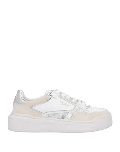 Twinset Woman Sneakers White Size 6 Polyurethane, Polyester, Cow Leather