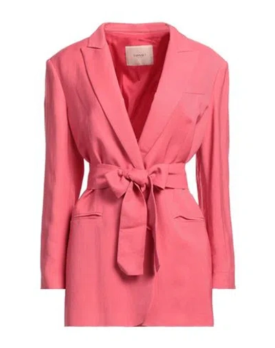 Twinset Woman Suit Jacket Coral Size 4 Viscose, Linen In Red