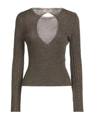 Twinset Woman Sweater Black Size L Viscose, Metallic Polyester, Polyamide In Gray