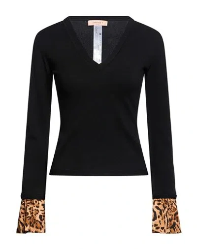 Twinset Woman Sweater Black Size M Viscose, Polyester, Polyamide In Blue