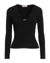 Twinset Woman Sweater Black Size M Viscose, Polyester, Polyamide, Elastane In Black