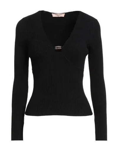 Twinset Woman Sweater Black Size M Viscose, Polyester, Polyamide, Elastane