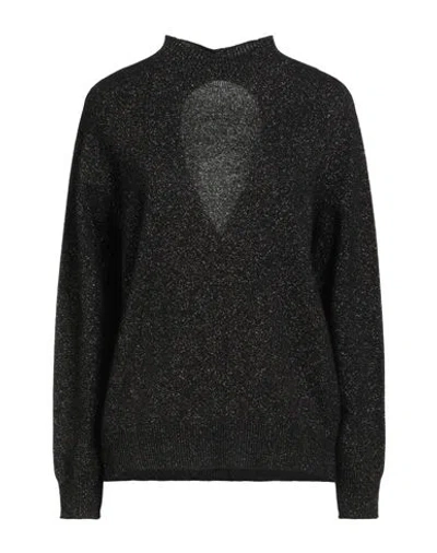 Twinset Woman Sweater Black Size M Wool, Cashmere, Metallic Polyester