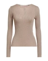 Twinset Woman Sweater Camel Size M Viscose, Metallic Polyester, Polyamide In Brown