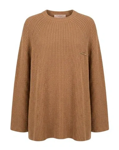 Twinset Turtle Neck Sweater In Brown