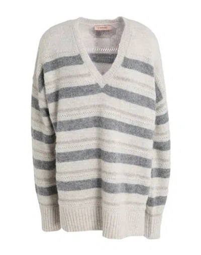 Twinset Woman Sweater Grey Size L Polyamide, Alpaca Wool, Viscose, Polyester In Gray