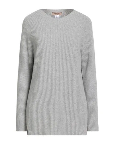 Twinset Woman Sweater Grey Size L Wool, Cashmere, Metallic Polyester In Gray