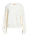 Twinset Woman Sweater Ivory Size L Acrylic, Wool, Alpaca Wool, Polyester In White
