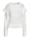 Twinset Woman Sweater Ivory Size L Acrylic, Wool, Alpaca Wool, Polyester In White