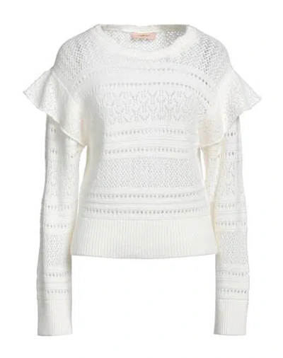 Twinset Woman Sweater Ivory Size L Acrylic, Wool, Alpaca Wool, Polyester In White