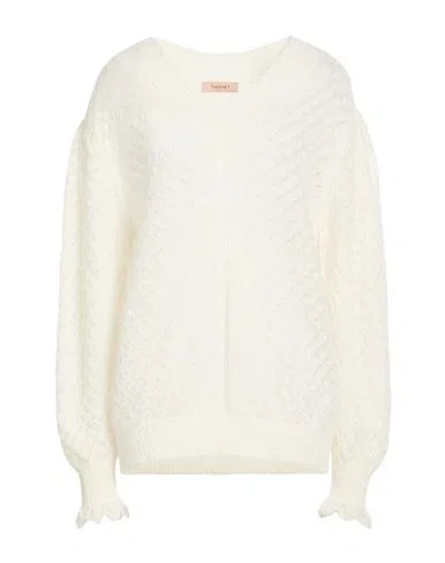 Twinset Woman Sweater Ivory Size L Polyamide, Mohair Wool, Wool In Neutral