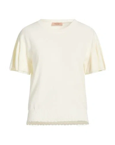 Twinset Woman Sweater Ivory Size L Viscose, Polyester In White