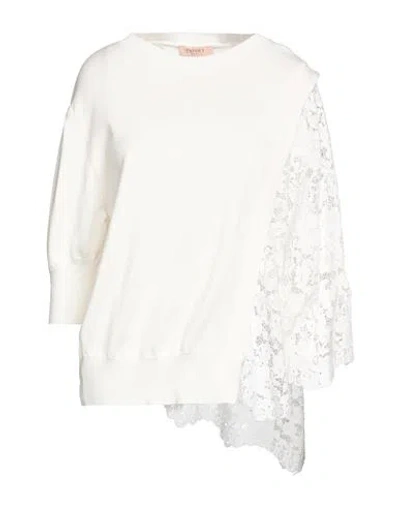 Twinset Woman Sweater Ivory Size M Cotton, Polyamide, Viscose In White