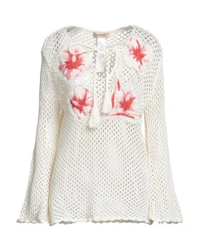 Twinset Woman Sweater Ivory Size M Cotton, Polyamide, Wool In White