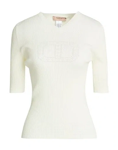 Twinset Woman Sweater Ivory Size Xl Viscose, Polyester In White