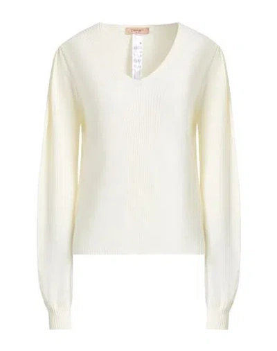 Twinset Woman Sweater Ivory Size Xxl Viscose, Polyester In White