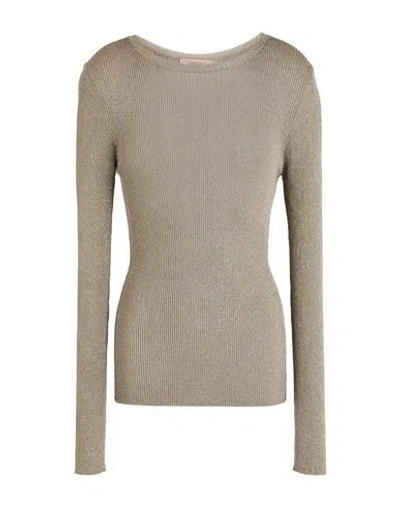Twinset Woman Sweater Khaki Size Xl Viscose, Metallic Polyester, Polyamide In Multi
